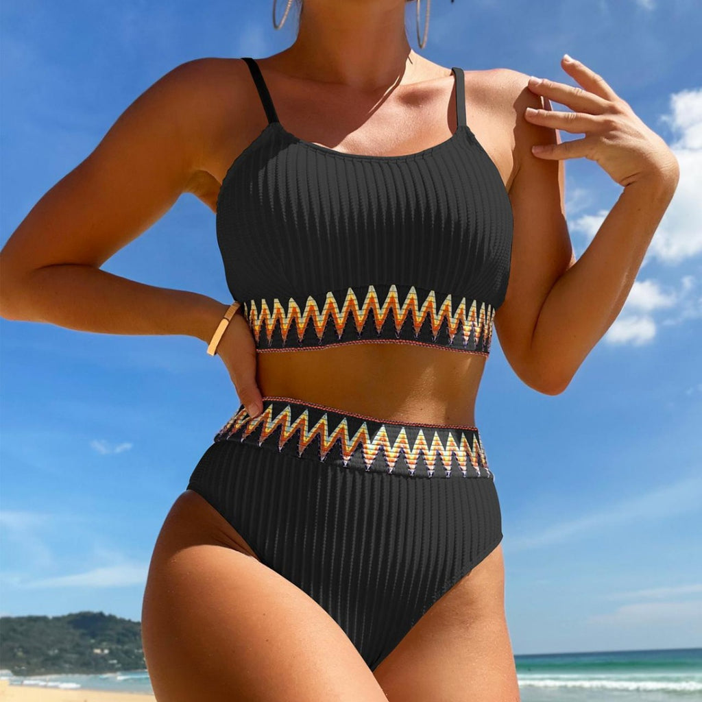 Bikini 2 Piese Talie Înaltă Sexy Culoare Uni