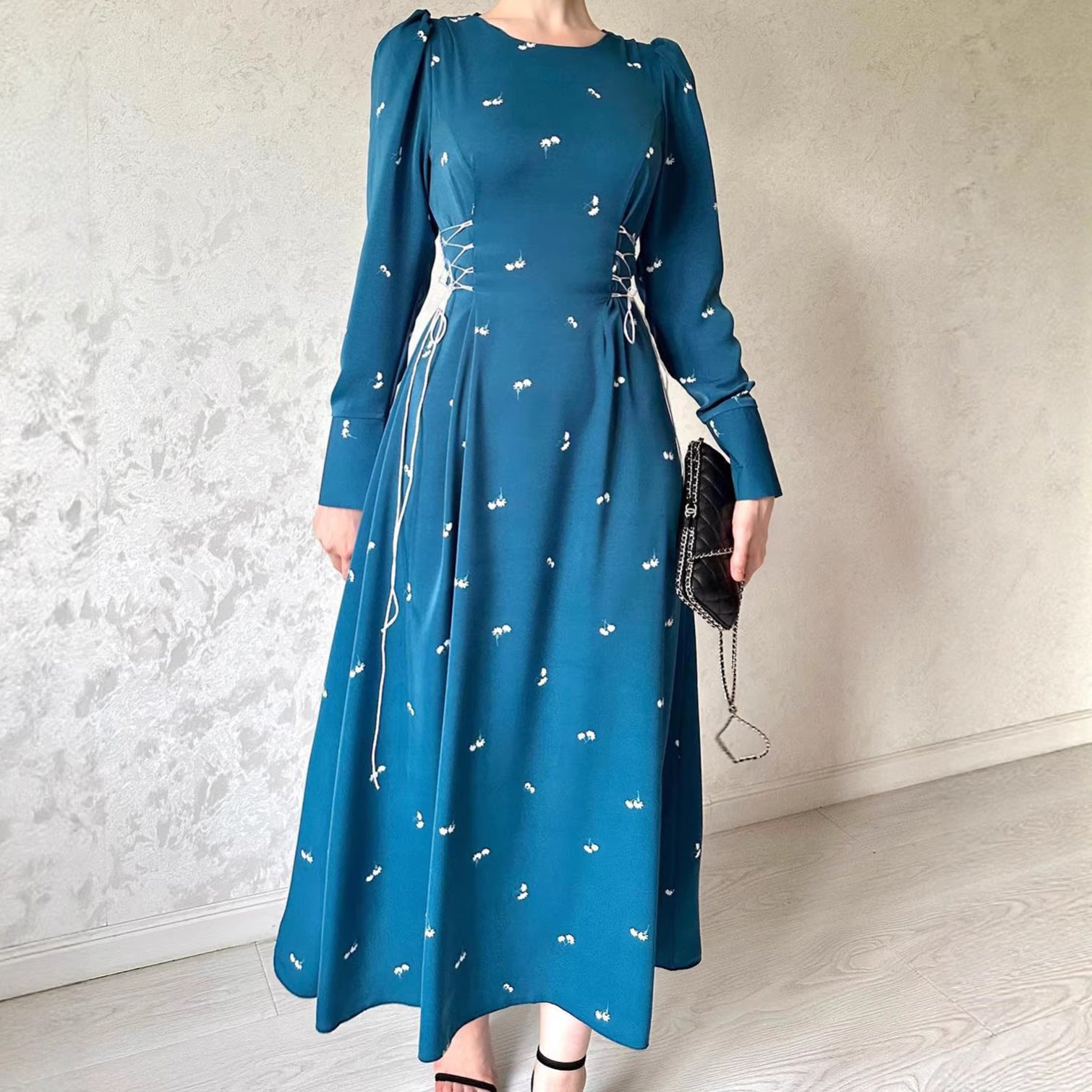 Rochie Maxi Elegantă de Primăvară cu Talie Strânsă pentru Femei