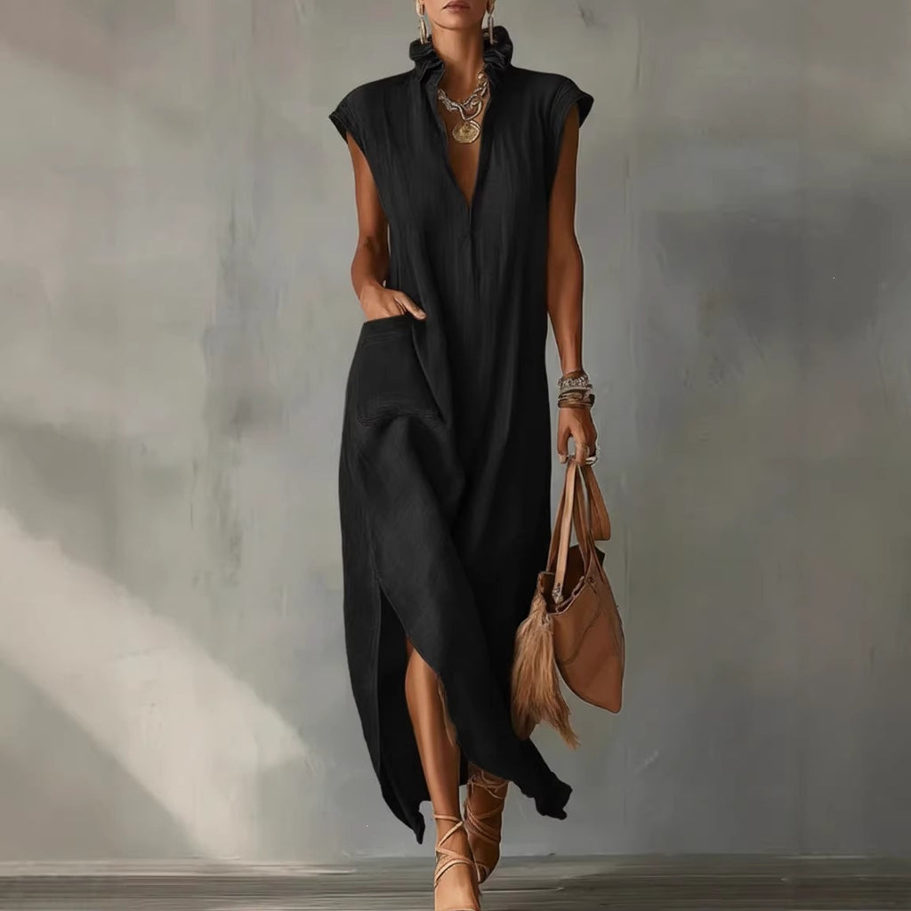 Rochie Casuală Lejeră cu Decolteu V — Fără Mâneci