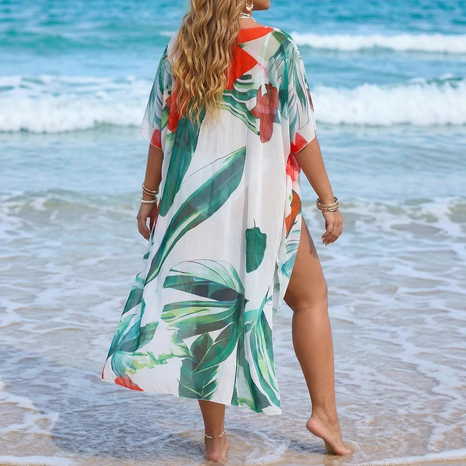 Pareo de Plajă Kimono — Print Floral, Mărime Universală