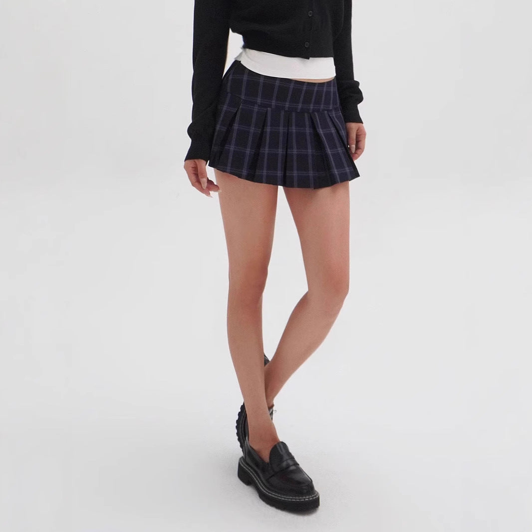 Fustă Plisata cu Model Carouri pentru Femei — Stil Preppy Chic