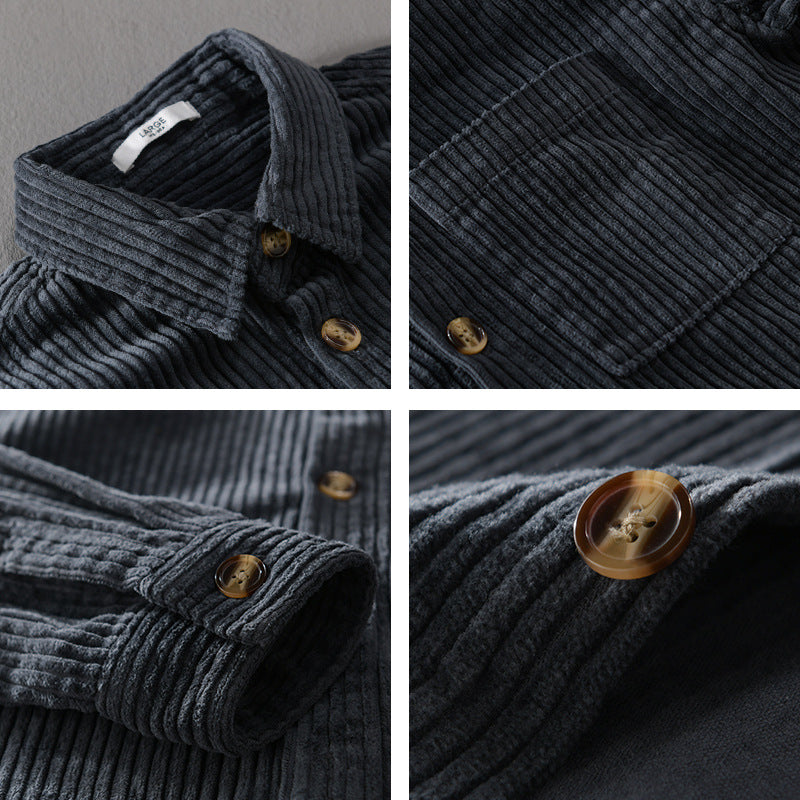 Cămașă Casuală din Catifea Riată pentru Bărbați — Slim Fit
