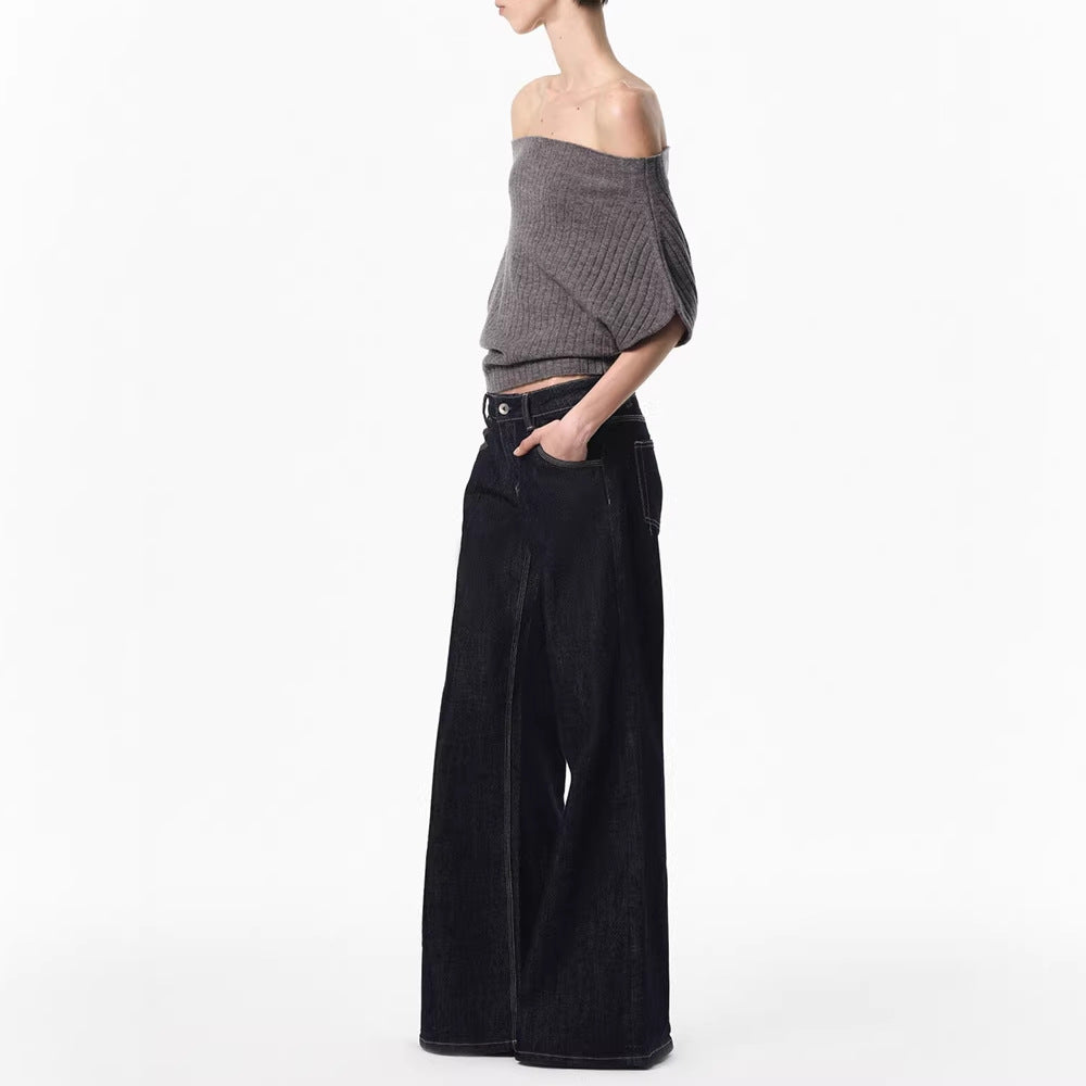 Top Tricotat Ribbed cu Decolteu pentru Femei — Slim Fit Elegant