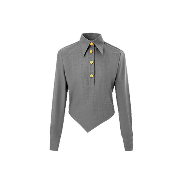 Set Elegant Femei “Old Money” — Bluză Asimetrică și Pantaloni Drepți