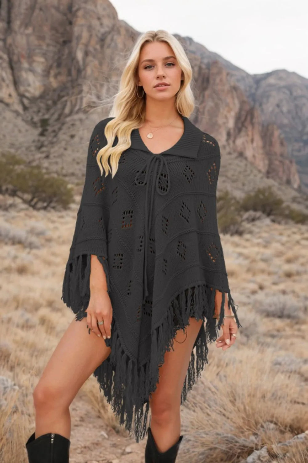 Cardigan Tricotat cu Franjuri