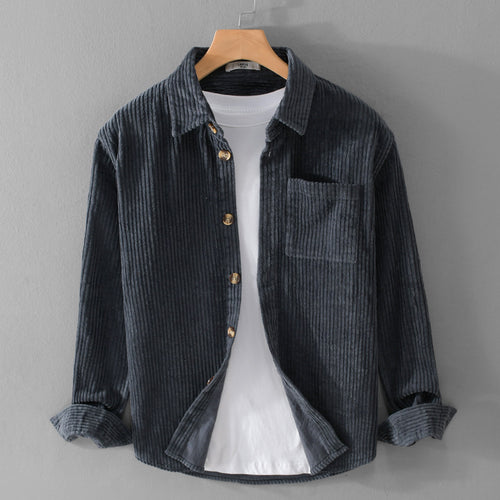 Cămașă Casuală din Catifea Riată pentru Bărbați — Slim Fit