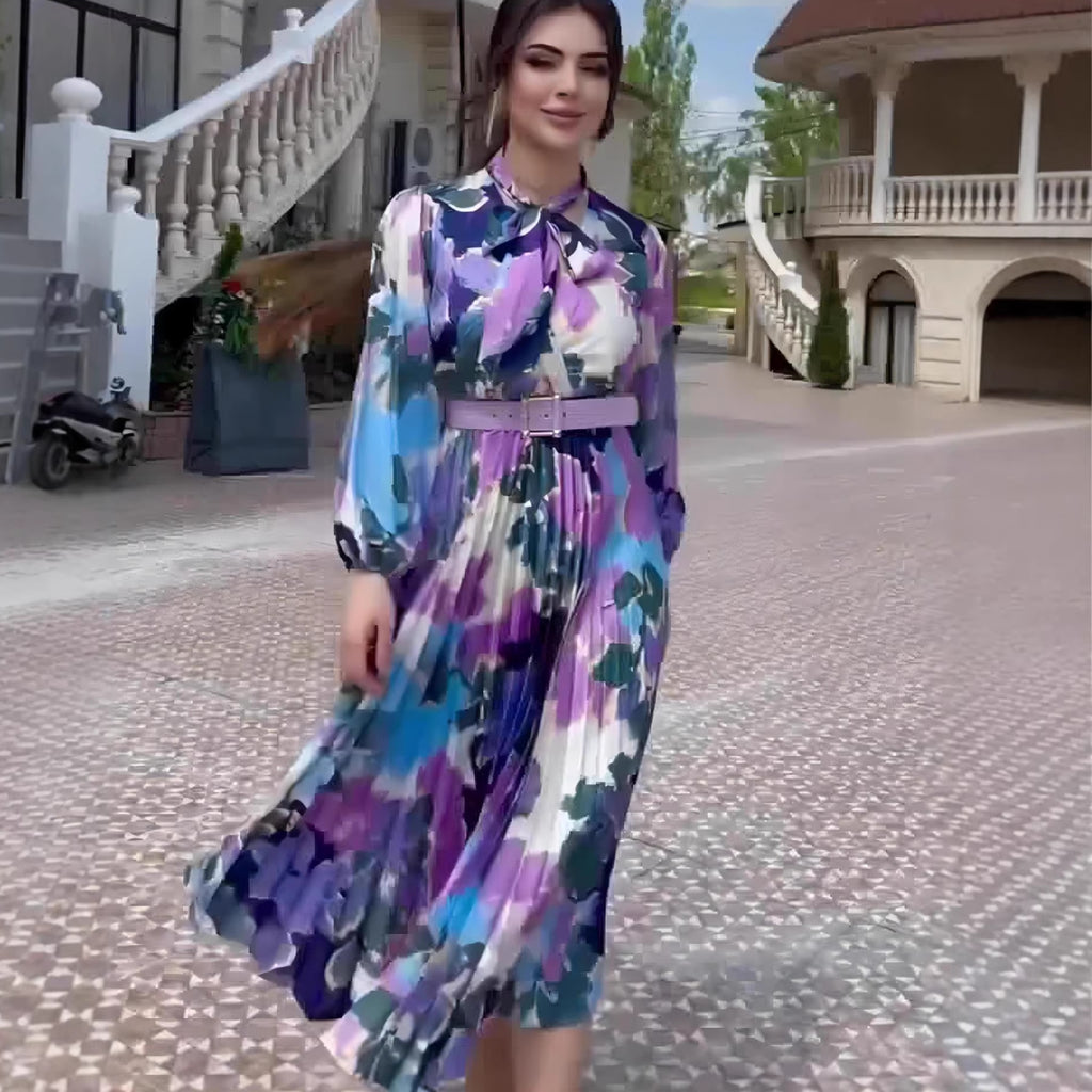 Rochie Elegantă cu Mâneci Pufăite și Talie Evidențiată