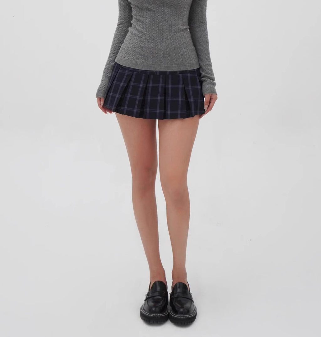 Fustă Plisata cu Model Carouri pentru Femei — Stil Preppy Chic