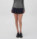 Fustă Plisata cu Model Carouri pentru Femei — Stil Preppy Chic
