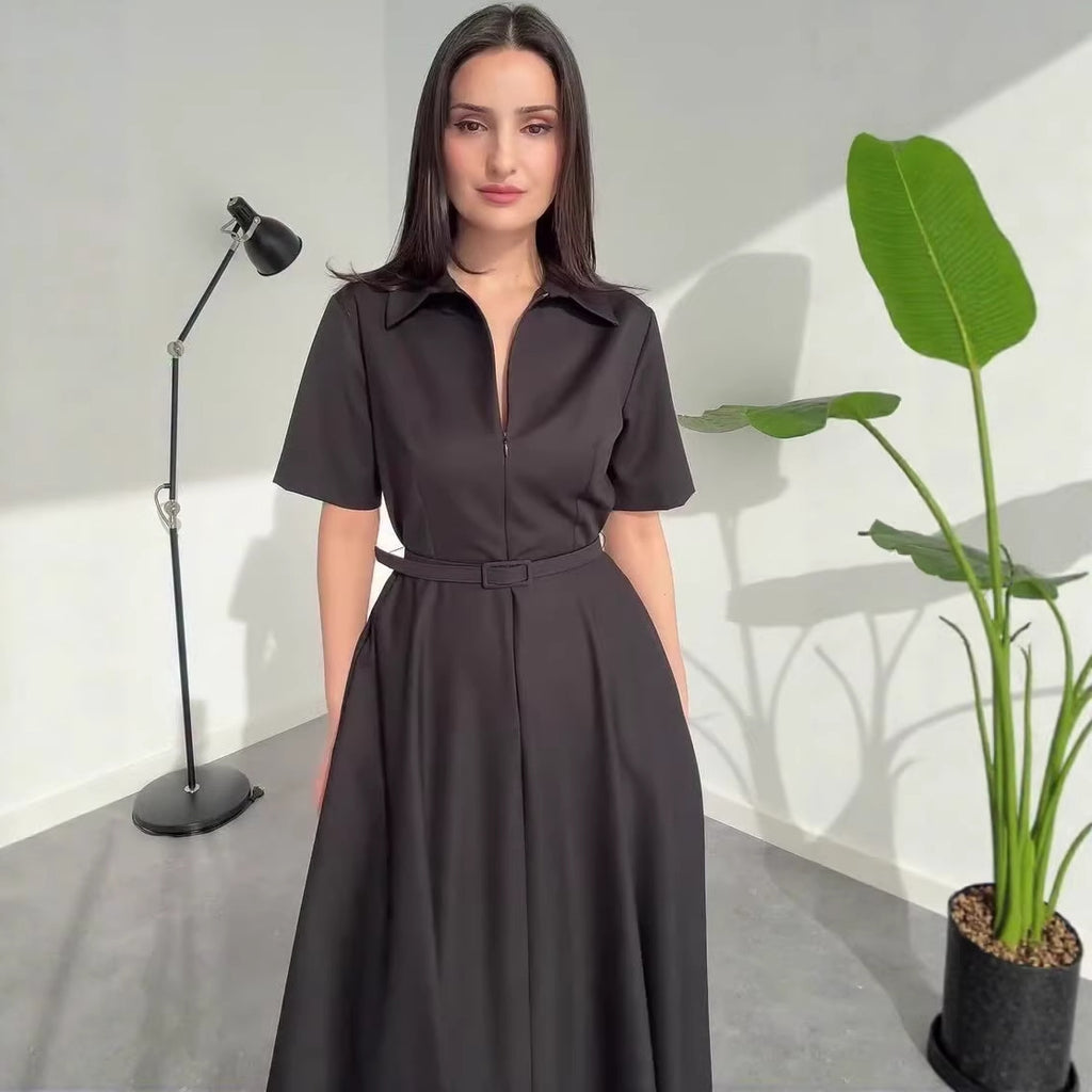 Rochie Cu Mânecă Scurtă pentru Femei — Casual Elegantă