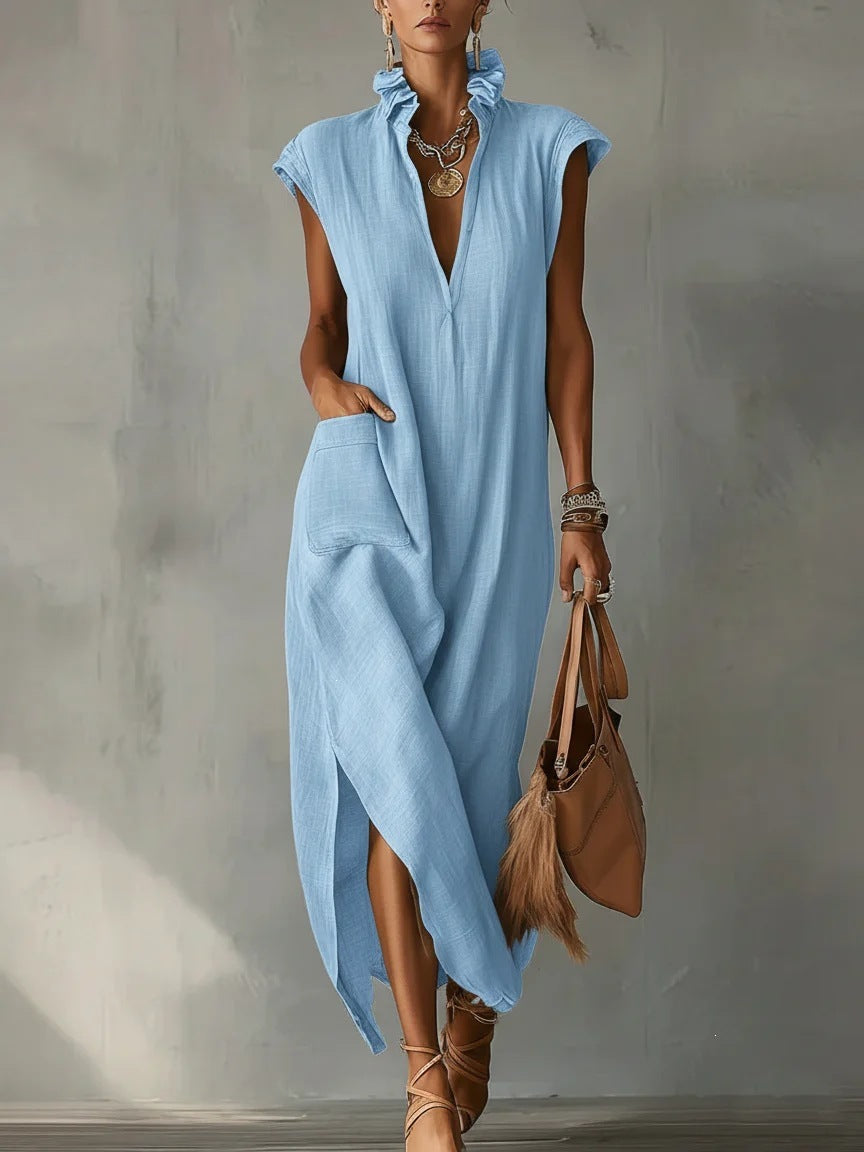 Rochie Casuală Lejeră cu Decolteu V — Fără Mâneci