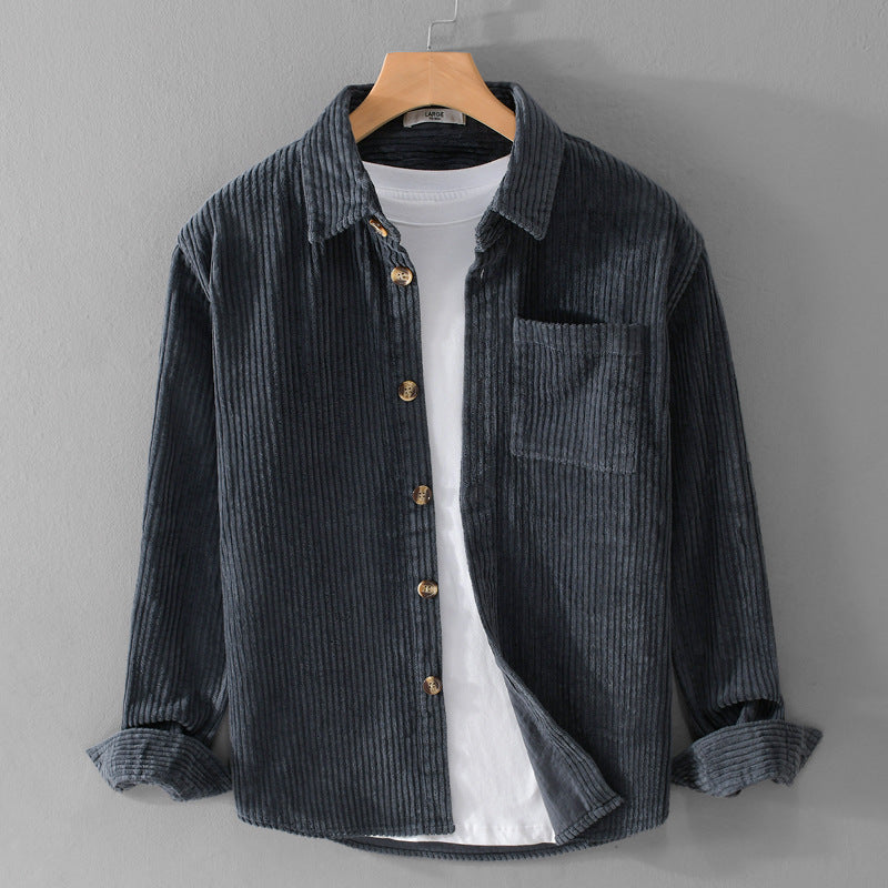 Cămașă Casuală din Catifea Riată pentru Bărbați — Slim Fit