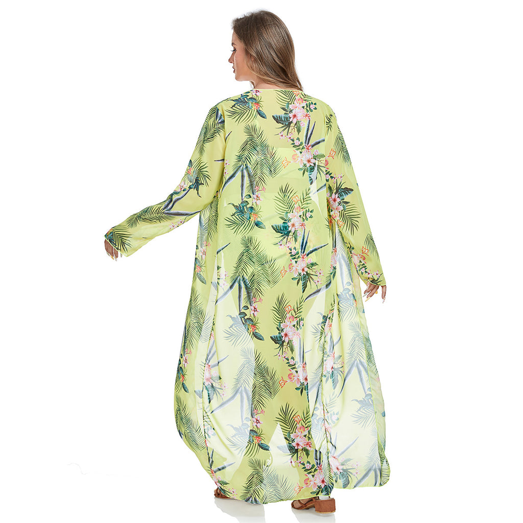 Set Bikini Plus Size cu Mânecă Lungă — Floral | 0XL-4XL