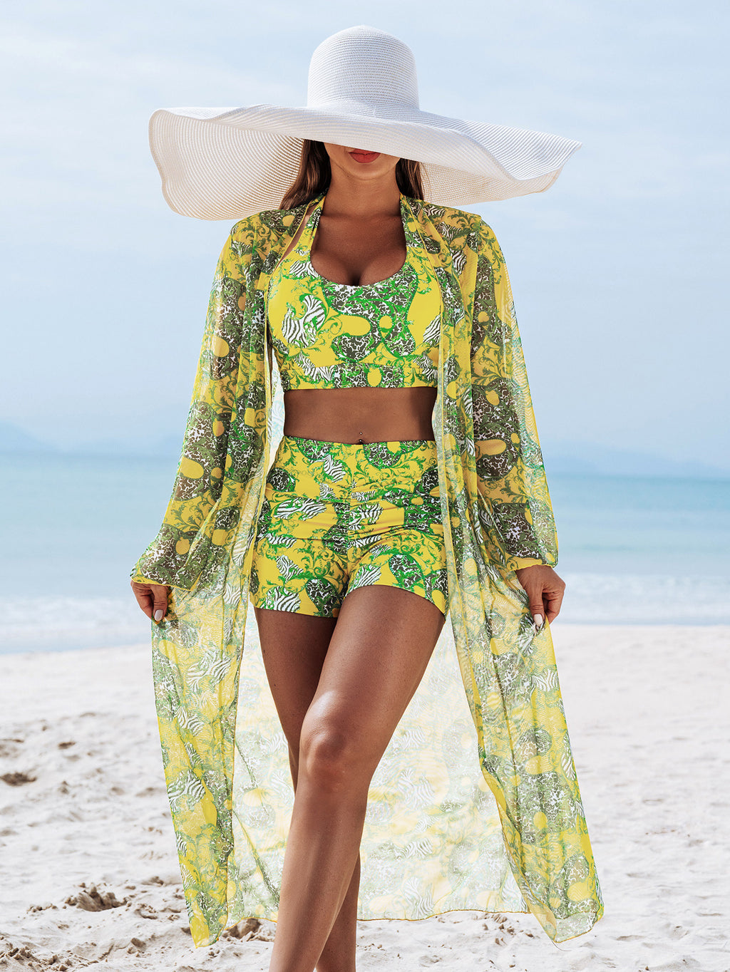 Set Bikini 3 Piese cu Print – Costum de Baie Sexy Femei S-XXL