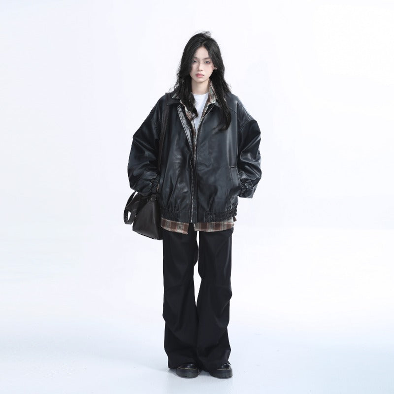 Geacă din Piele PU pentru Femei — Biker Style Slim Fit