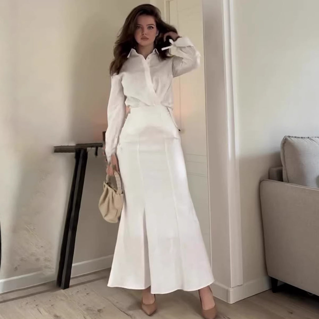 Set Două Piese Elegant Casual pentru Birou — Rochie Lungă Respirabilă