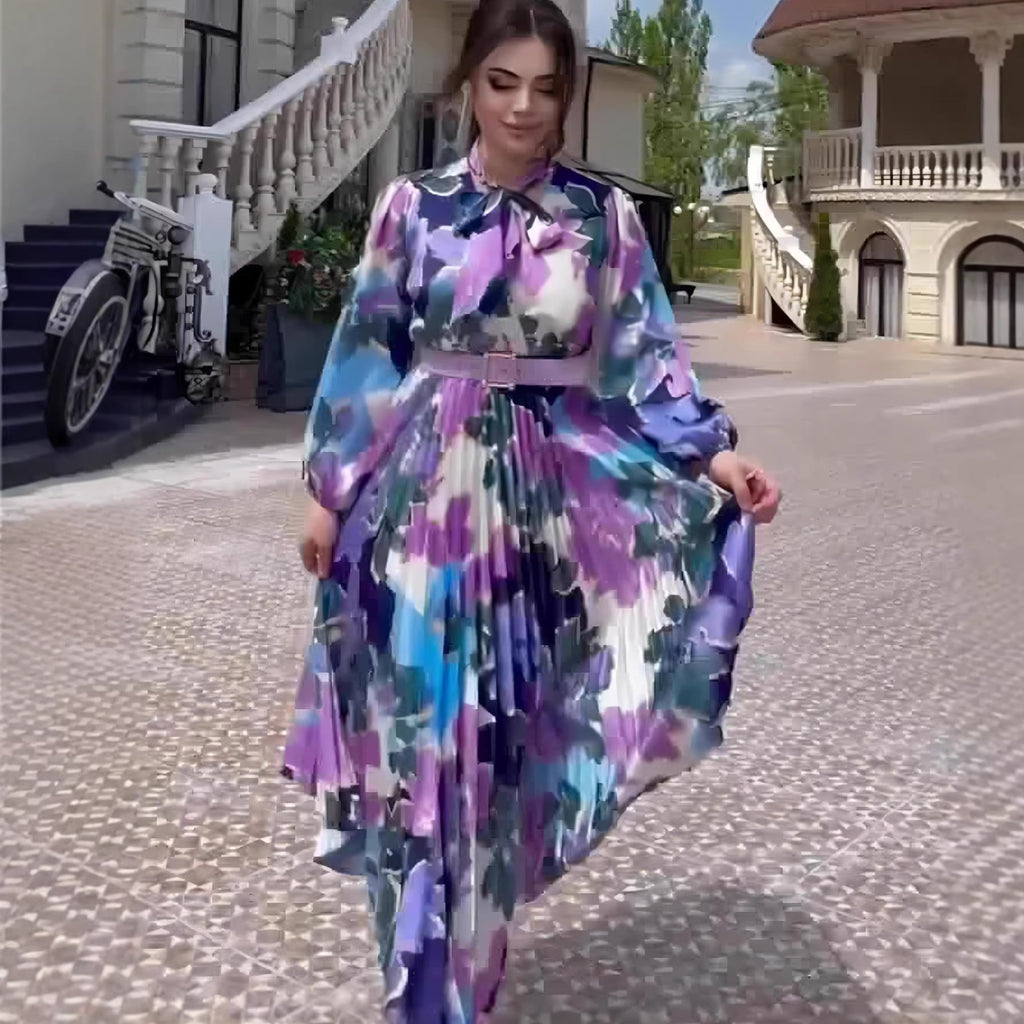 Rochie Elegantă cu Mâneci Pufăite și Talie Evidențiată