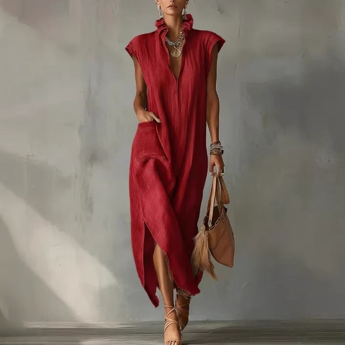 Rochie Casuală Lejeră cu Decolteu V — Fără Mâneci