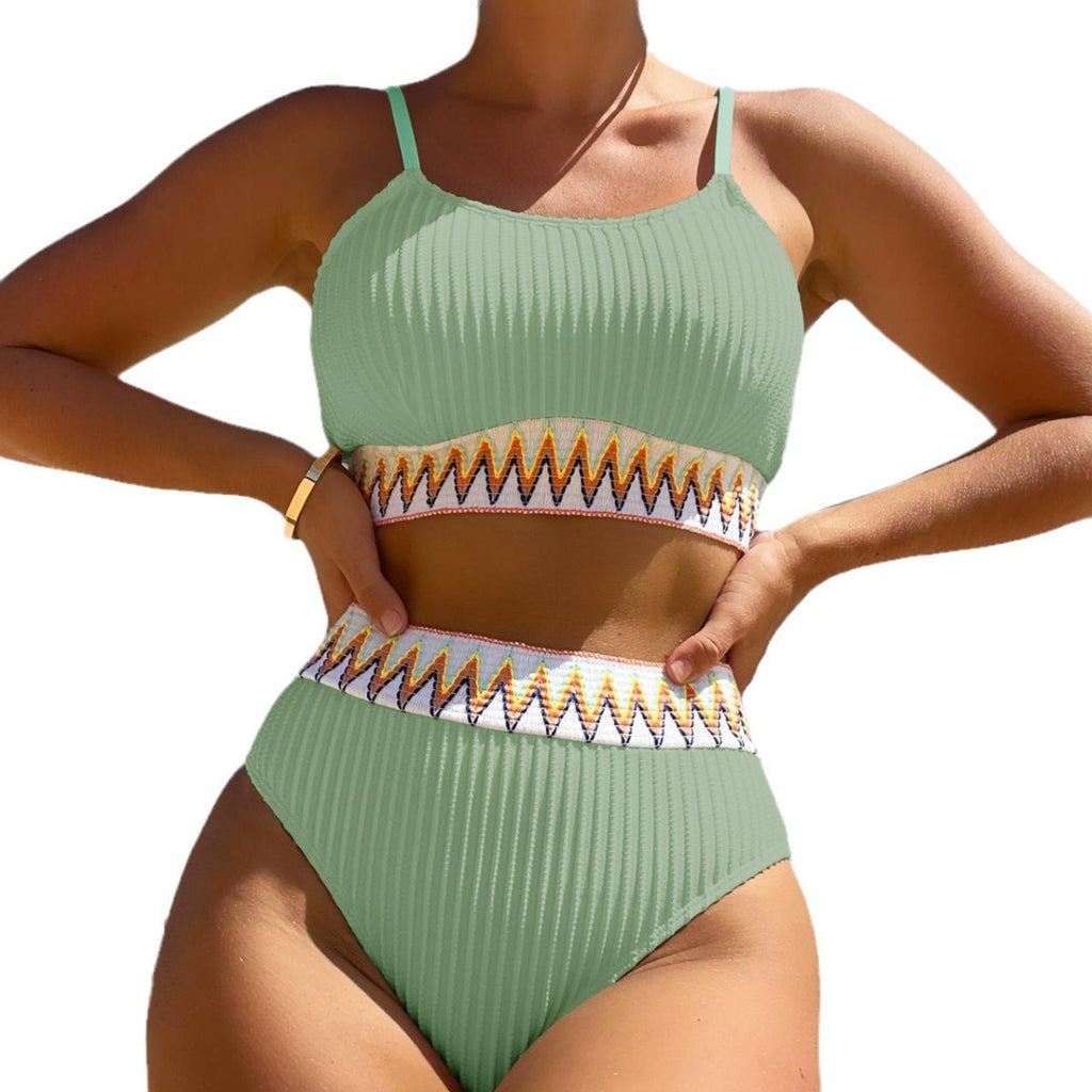 Bikini 2 Piese Talie Înaltă Sexy Culoare Uni