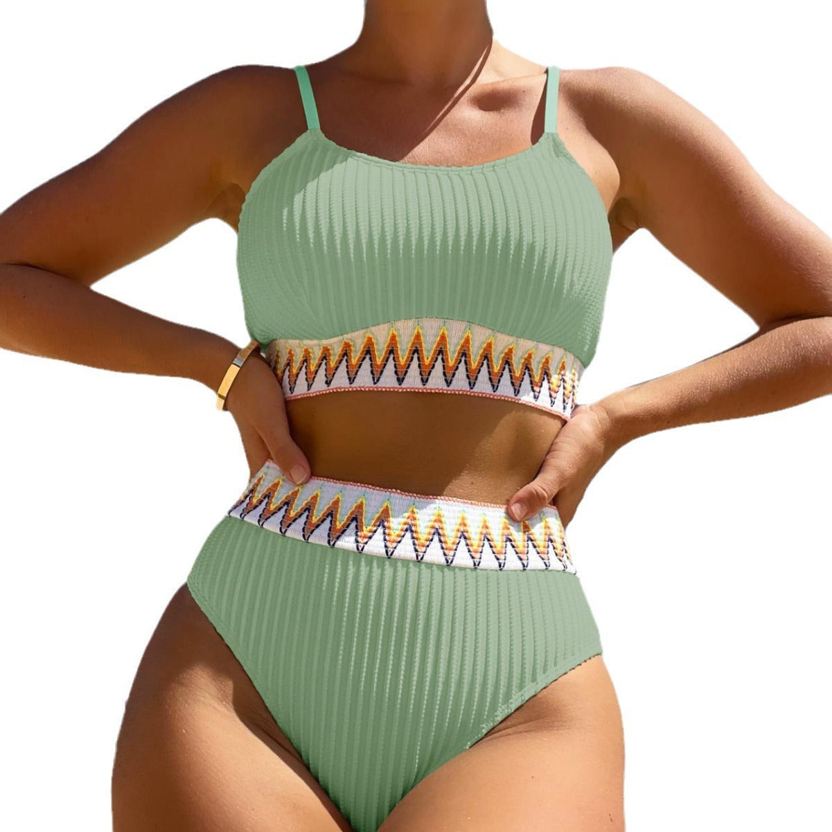 Bikini 2 Piese Talie Înaltă Sexy Culoare Uni