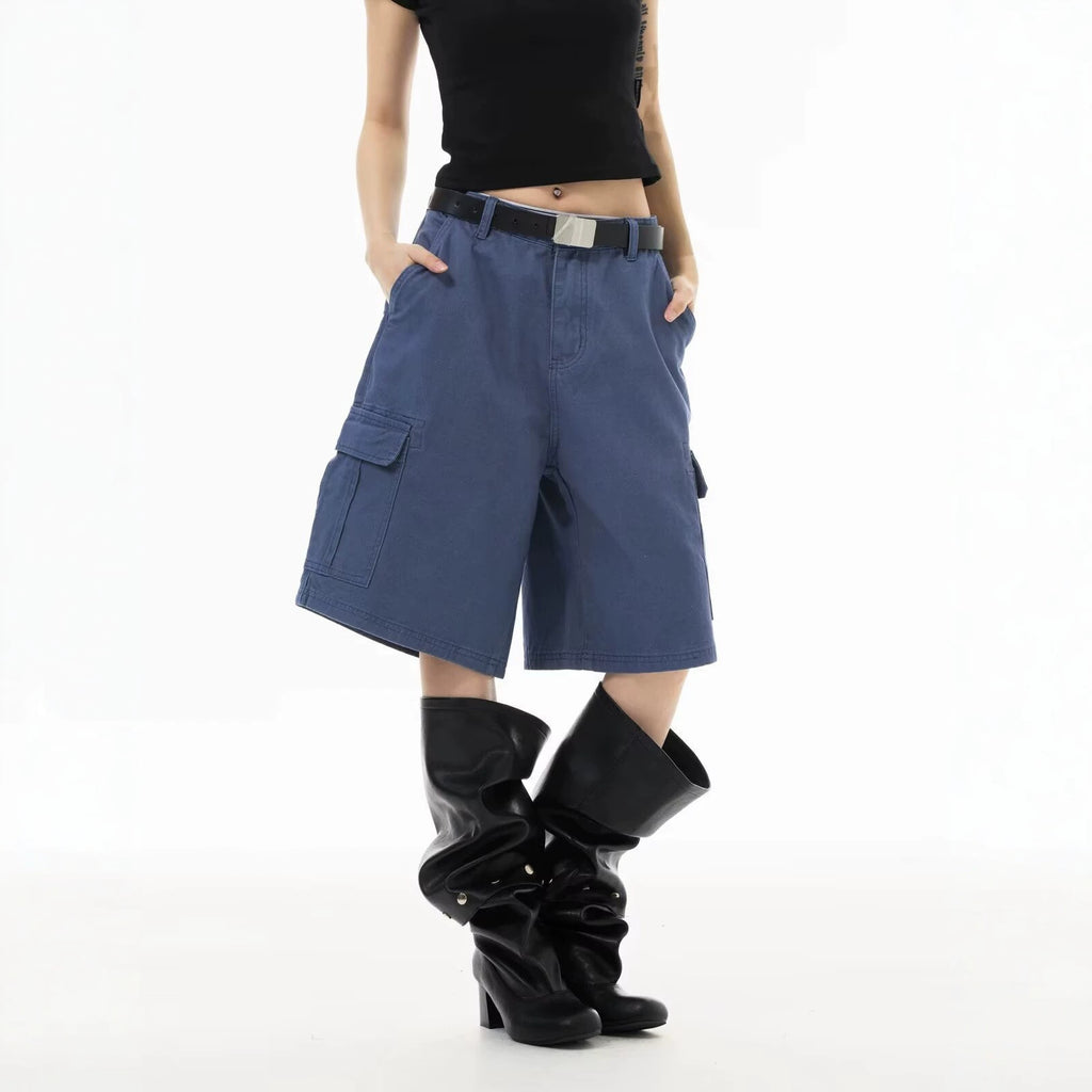 Pantaloni Casual Unisex — Straight Leg, Spălat Vintage, Talie Înaltă