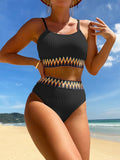 Bikini 2 Piese Talie Înaltă Sexy Culoare Uni