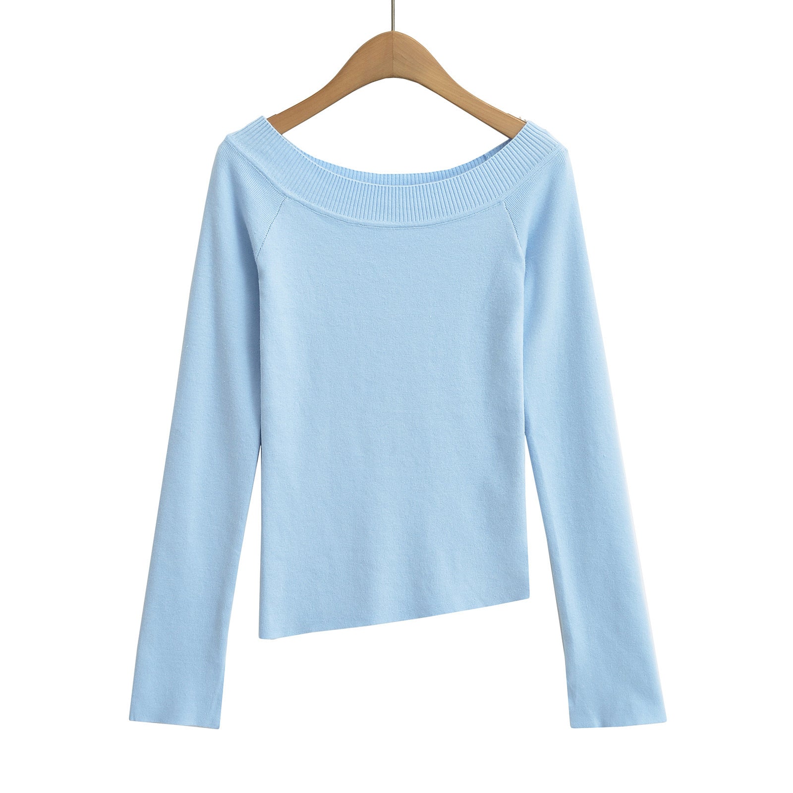 Top Off-Shoulder cu Umăr Oblic și Elastic Slim Fit pentru Femei