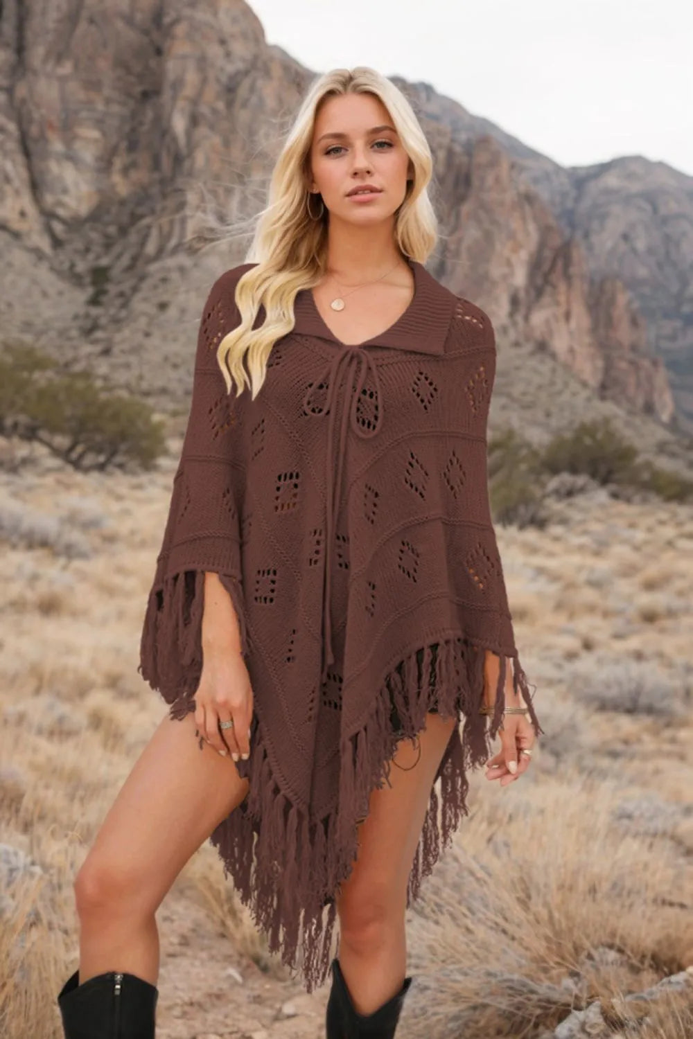 Cardigan Tricotat cu Franjuri