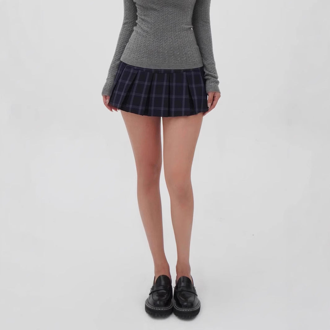 Fustă Plisata cu Model Carouri pentru Femei — Stil Preppy Chic