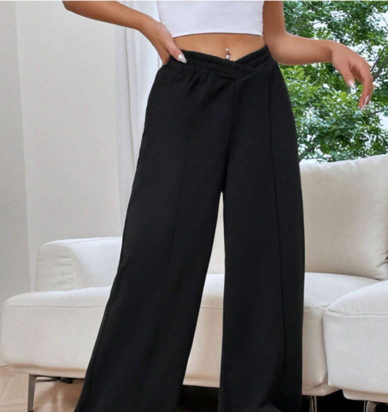 Pantaloni Largi Casual Femei — Bumbac, Talie Elastică, Stil Japonez