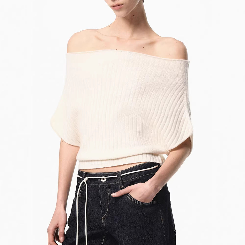 Top Tricotat Ribbed cu Decolteu pentru Femei — Slim Fit Elegant