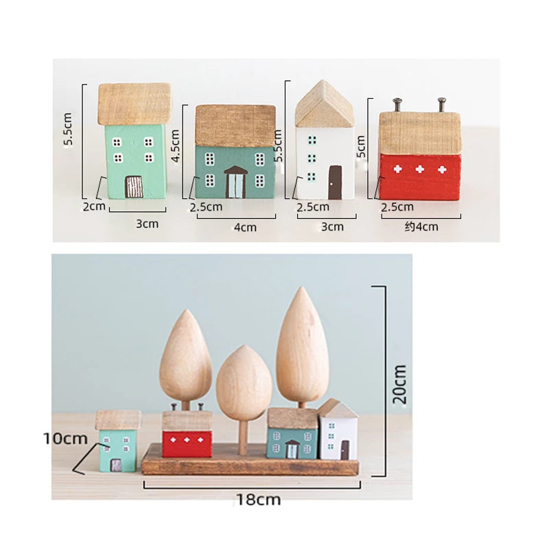 Căsuțe Decorative din Lemn Vintage - Miniaturi pentru Birou, Raft & Camera Copiilor