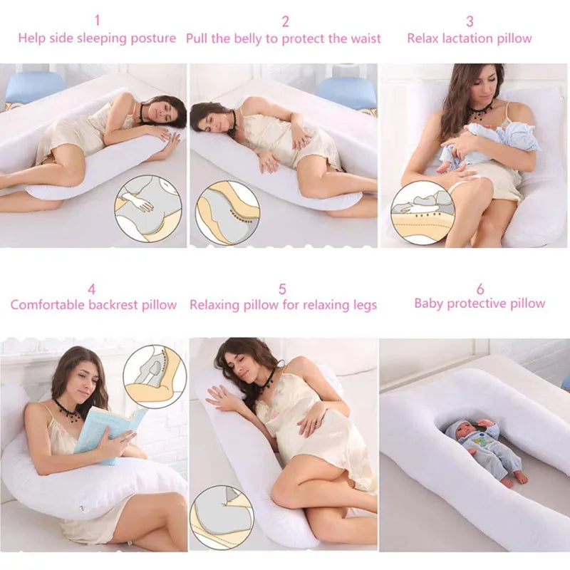 Pernă pentru Gravide PANGDUBE 130x70cm – Suport Corp, Alăptare, Somn Confortabil