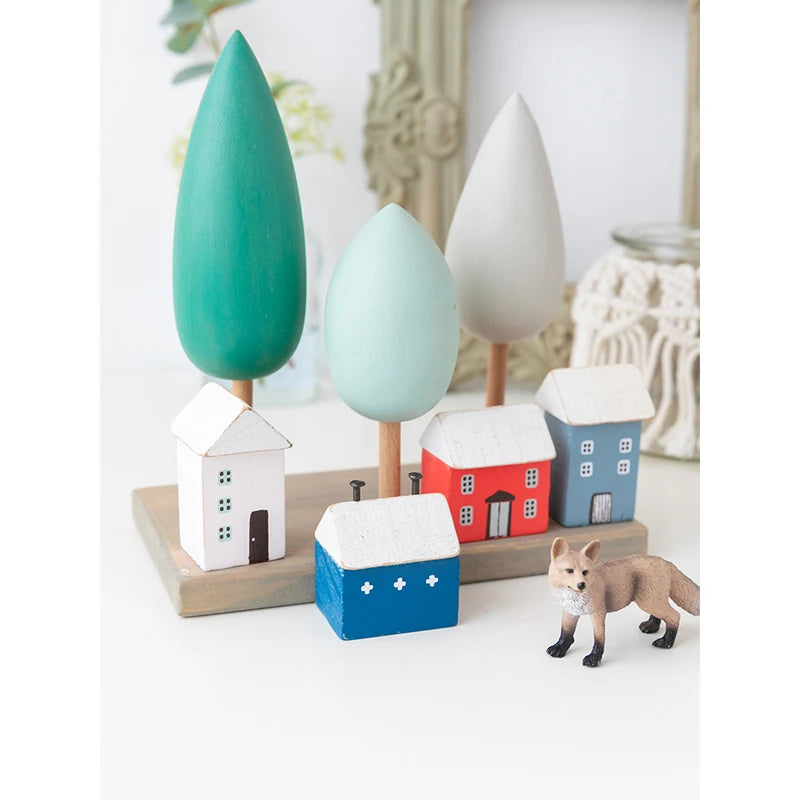 Căsuțe Decorative din Lemn Vintage - Miniaturi pentru Birou, Raft & Camera Copiilor