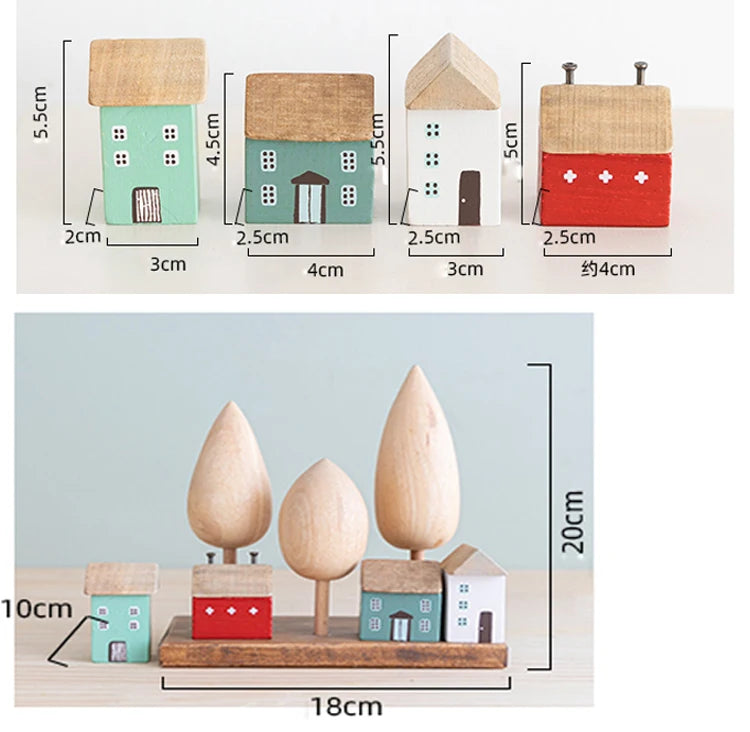 Căsuțe Decorative din Lemn Vintage - Miniaturi pentru Birou, Raft & Camera Copiilor