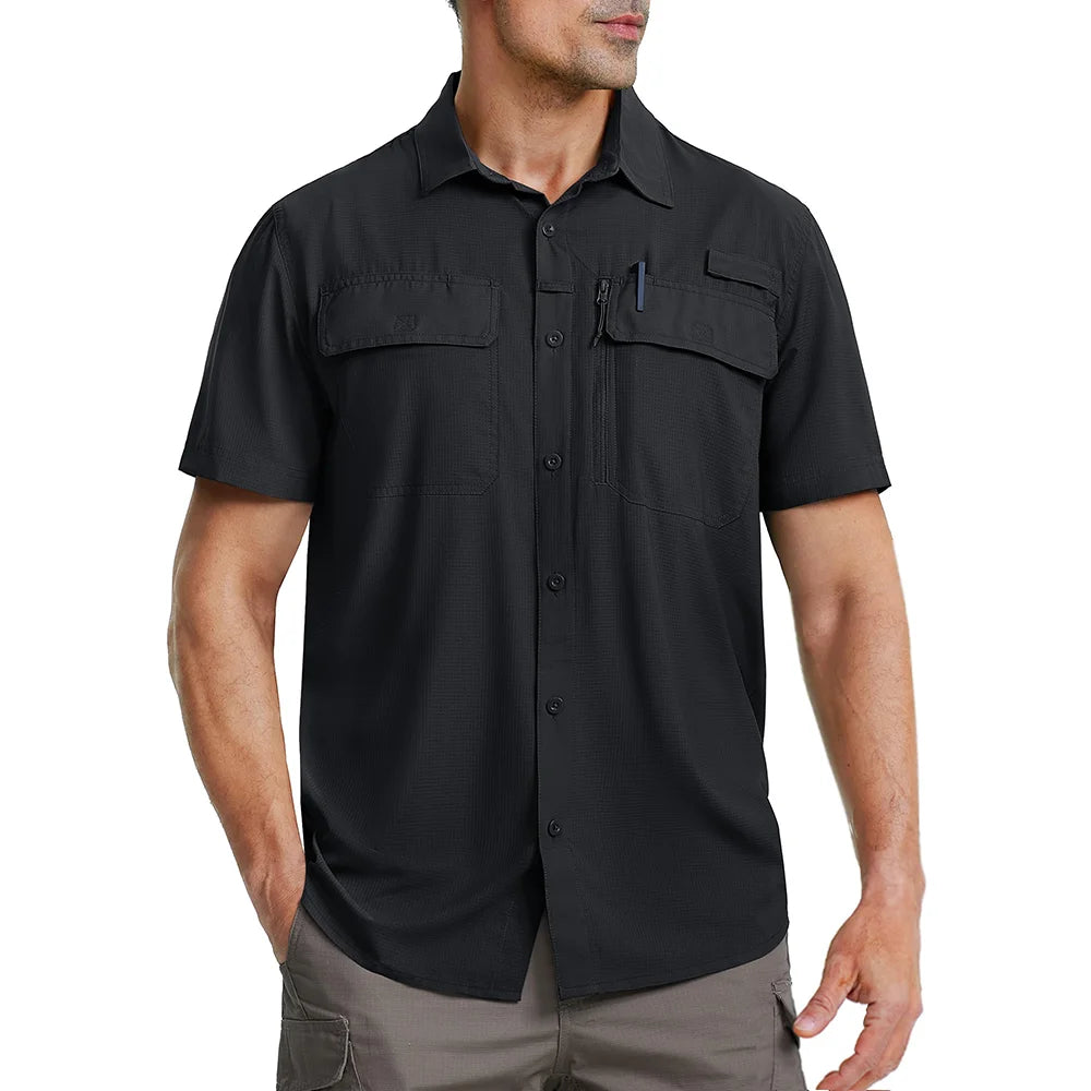 Tricou cu Mânecă Scurtă TACVASEN UPF 50+ pentru Bărbați — Uscare Rapidă
