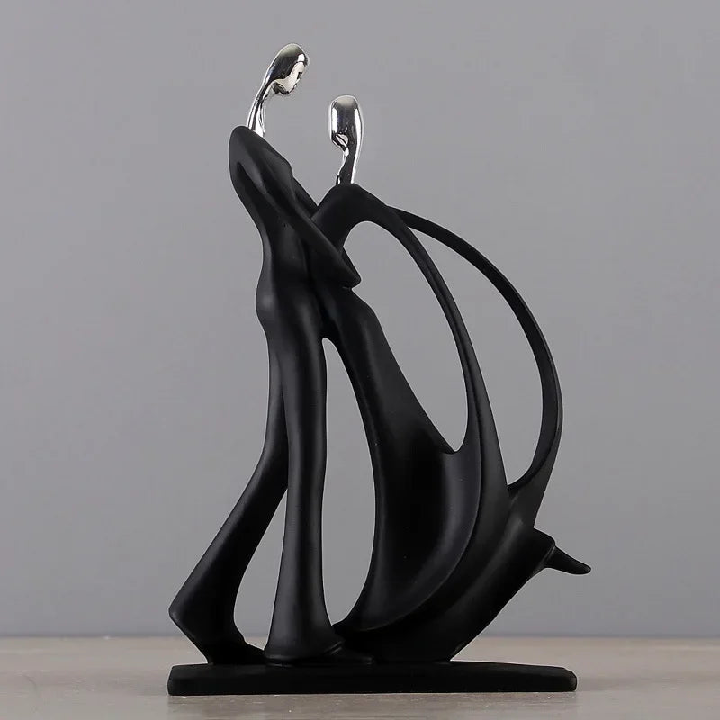 Figurină Decorativă Cuplu Dansator — Sculptură Nordică din Rășină pentru Living & Cadou