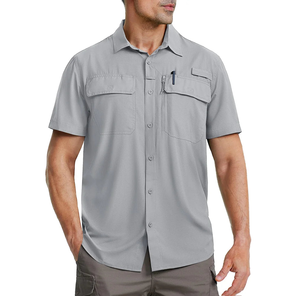 Tricou cu Mânecă Scurtă TACVASEN UPF 50+ pentru Bărbați — Uscare Rapidă