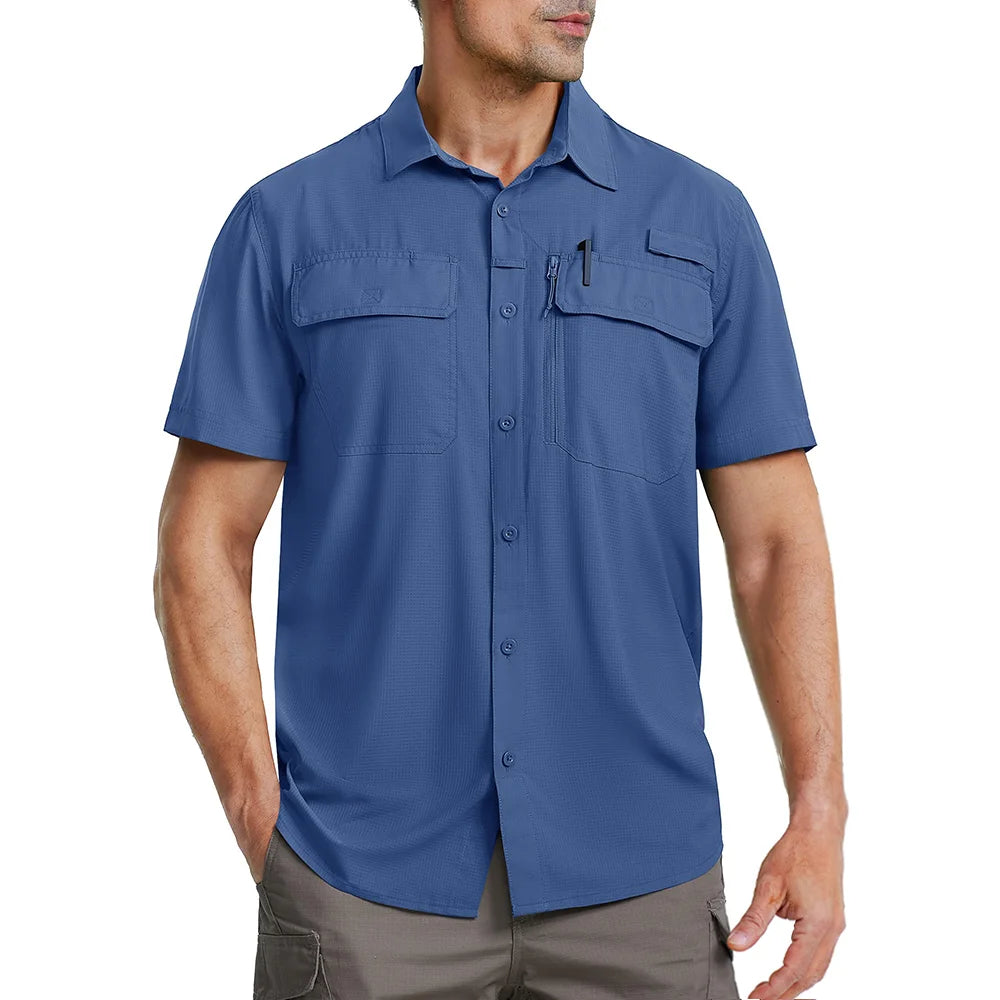 Tricou cu Mânecă Scurtă TACVASEN UPF 50+ pentru Bărbați — Uscare Rapidă