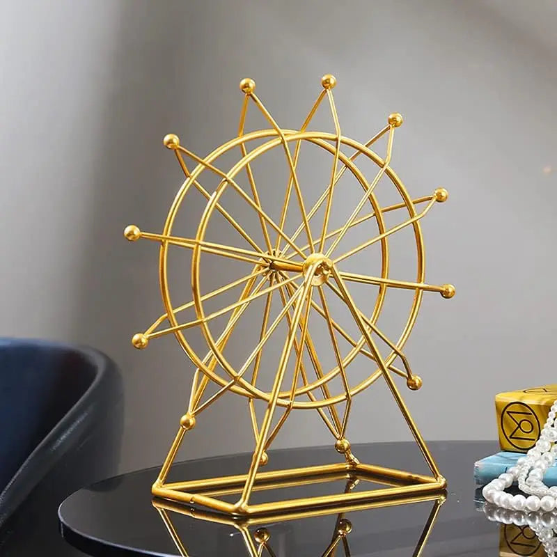 Roată Panoramică Decorativă din Metal — Decor Auriu sau Negru pentru Raft și Living