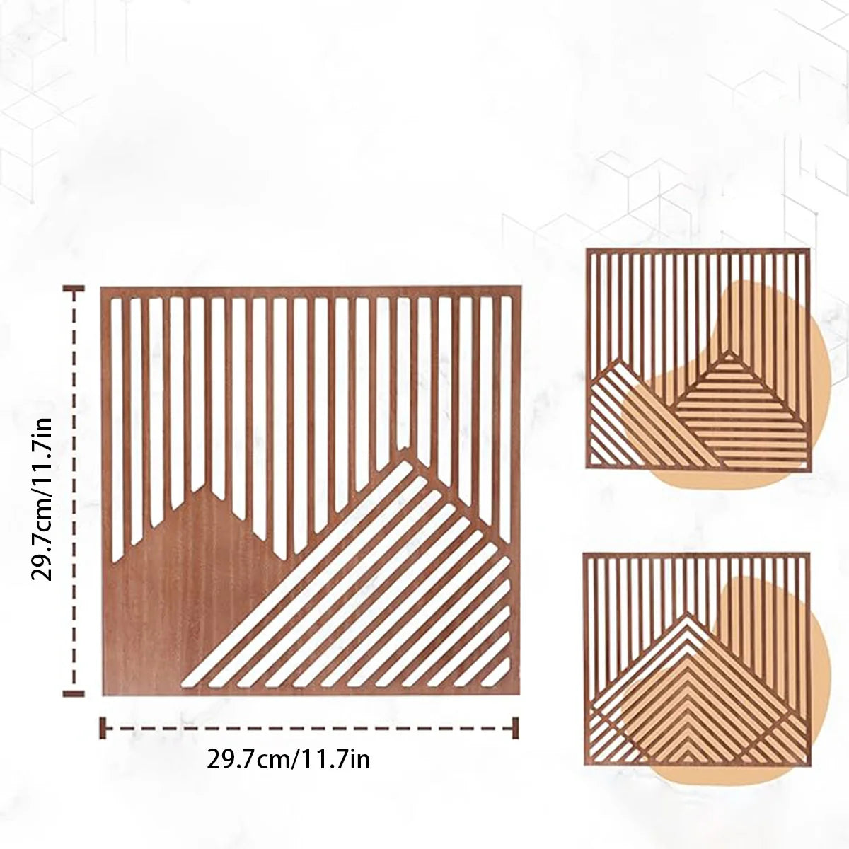 Set 3 Plăci Decorative din Lemn pentru Perete — Stil Pastoral, Living, Dormitor, Birou