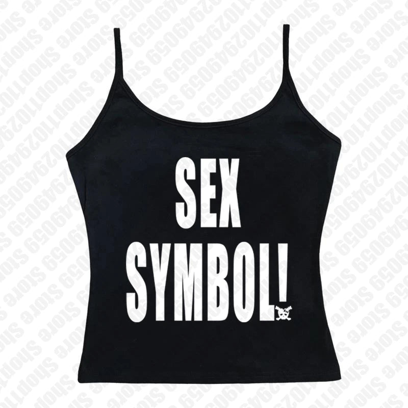 Maiou Slim cu Imprimeu Litere - Spate Gol, Stil Camisole