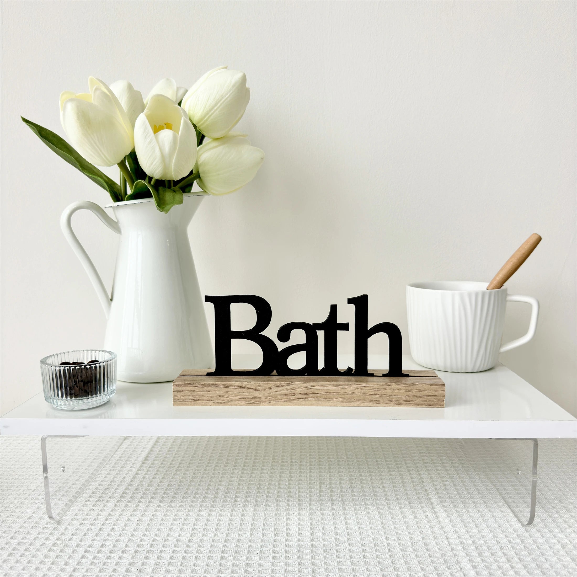 Plăcuță Decorativă din Lemn cu Inscripție — Decor Rustic pentru Bucătărie, Living și Baie