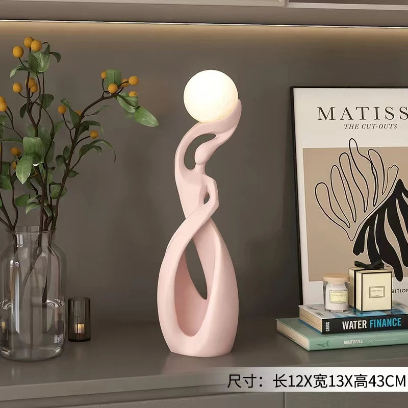 Statuie Decorativă Luminoasă — Sculptură Abstractă Nordică din Rășină pentru Living & Podea