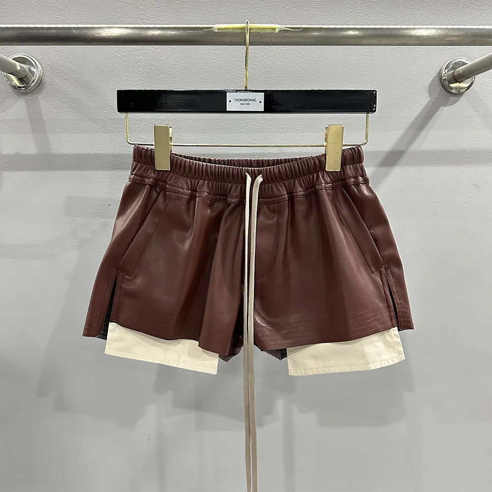 Short din Piele PU pentru Femei — Buzunare, Versatil, Negru & Maro