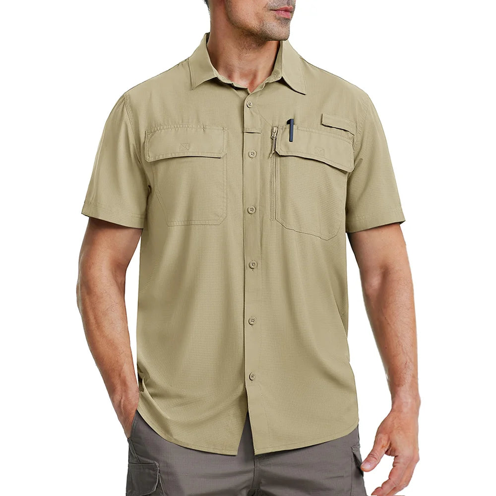 Tricou cu Mânecă Scurtă TACVASEN UPF 50+ pentru Bărbați — Uscare Rapidă