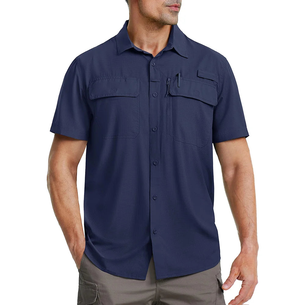 Tricou cu Mânecă Scurtă TACVASEN UPF 50+ pentru Bărbați — Uscare Rapidă