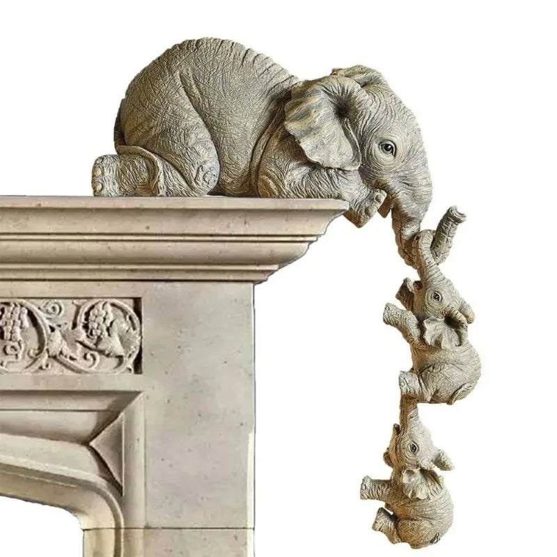 Set 3 Elefanți Decorativi din Rășină — Figurine Handmade pentru Living & Cadou