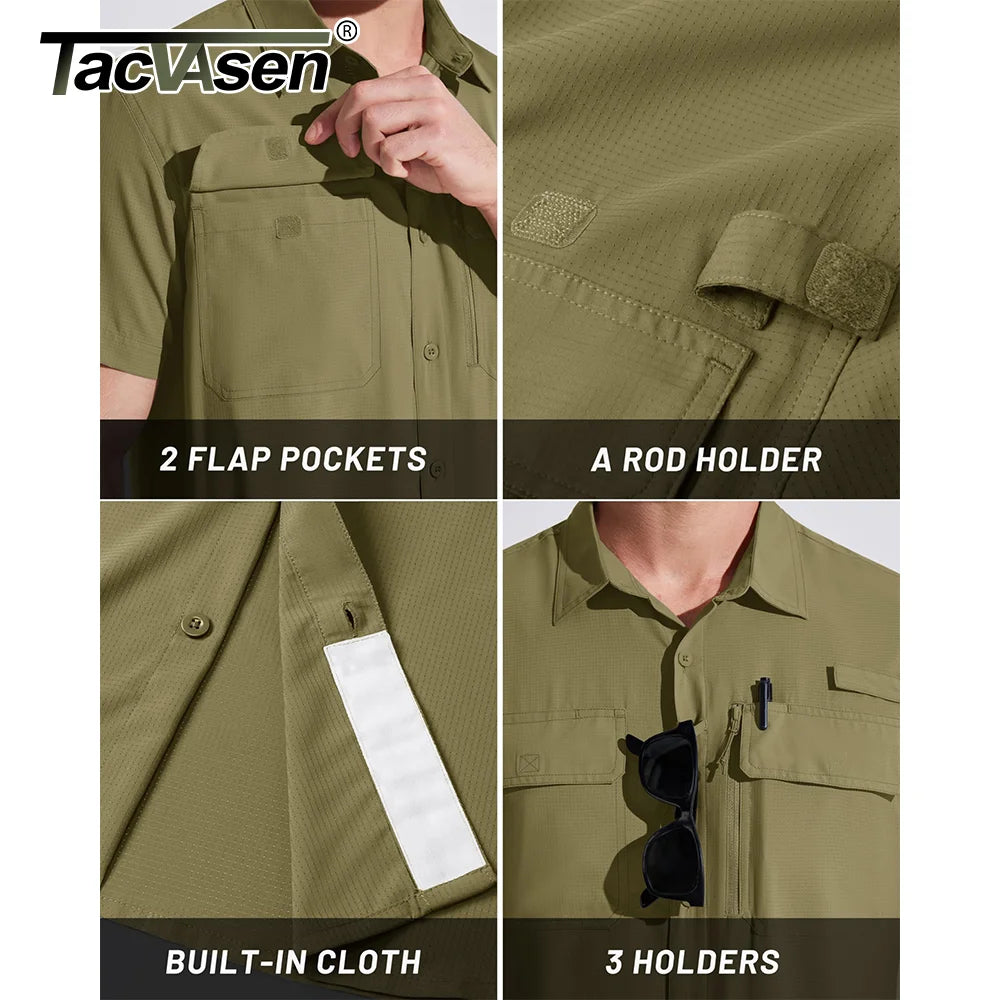 Tricou cu Mânecă Scurtă TACVASEN UPF 50+ pentru Bărbați — Uscare Rapidă