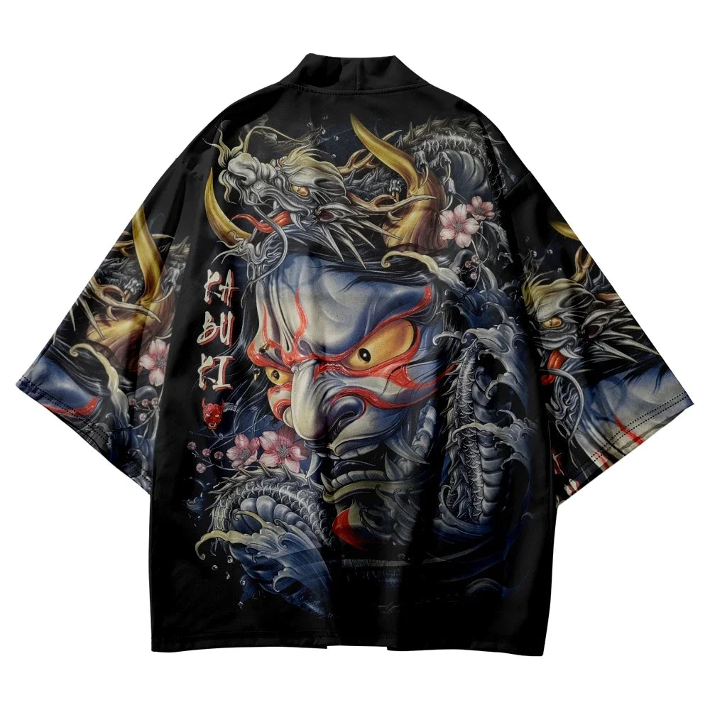 Kimono Cardigan Bărbați — Stil Samurai & Anime Dragon, Yukata Japonez, Vară